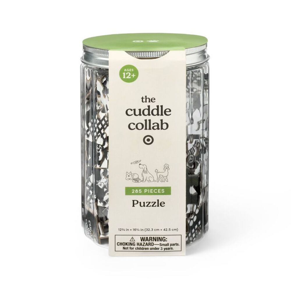 The Cuddle Collab 285-Piece Black & White Jigsaw Puzzle, 12 ¾” x 16 ¾”